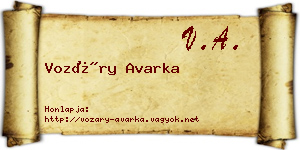 Vozáry Avarka névjegykártya